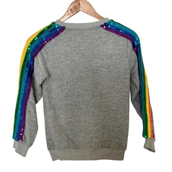 NWT Lola + the Boys Sequin Rainbow Sweater - Picture 3 of 4